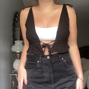 Princess Polly Grenoble Tie Front Top Black